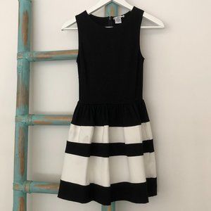Bar III Classic  Black & White Striped Sleeveless Fit & Flare Mini Dress